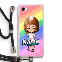 Chibi Maker vrouw: Pixel 3 Transparant Hoesje met koord