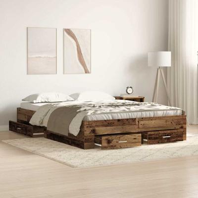 Bedframe met lades met lade Oud hout 135 x 190 cm Bewerkt hout