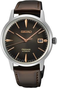 Seiko SRPJ17J1 Horloge Presage Automaat staal-leder zilverkleurig-bruin 39,5 mm
