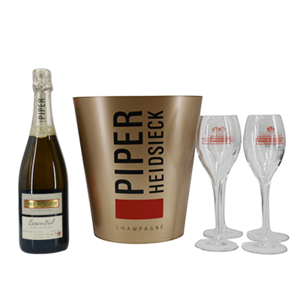 Champagne Piper Heidsieck Essentiel Blanc de Blancs 2017 + gouden cooler + 4 glazen