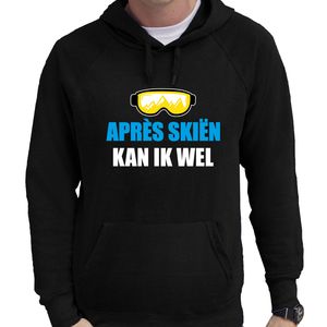 Apres ski hoodie Apres skieen kan ik wel zwart heren - Wintersport capuchon sweater