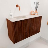 Toiletmeubel Mondiaz Joya Dlux | 70 cm | Meubelkleur Ruby | Faye wastafel Meli Wasbak Links | Zonder kraangat(en)
