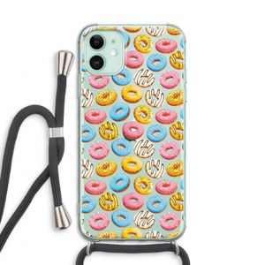 Pink donuts: iPhone 11 Transparant Hoesje met koord
