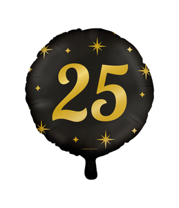 Classy Folieballon 25 Jaar Zwart/Goud (46cm)