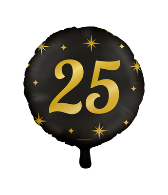 Classy Folieballon 25 Jaar Zwart/Goud (46cm)