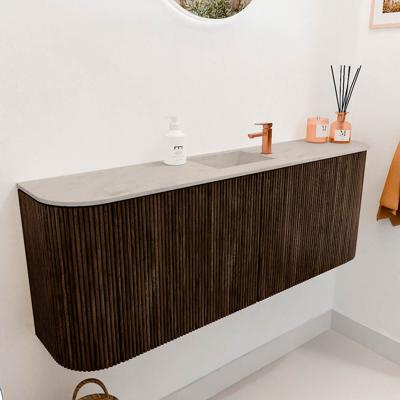 Toiletmeubel Mondiaz Joya Dlux | 113.2 cm | Meubelkleur Walnut | Faye wastafel Opalo Wasbak Midden | 1 kraangat