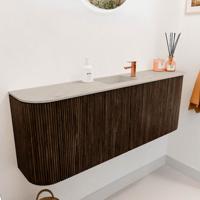 Toiletmeubel Mondiaz Joya Dlux | 113.2 cm | Meubelkleur Walnut | Faye wastafel Opalo Wasbak Midden | 1 kraangat