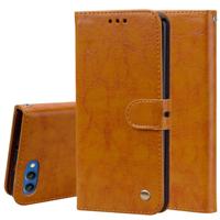 Business stijl olie Wax textuur horizontale Flip lederen case voor Huawei Honor 10 met houder & kaartsleuven & portemonnee (bruin)