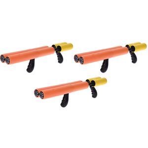 3x Oranje waterpistool/waterpistolen van foam 40 cm met handvat en dubbele spuit