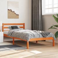 Bedframe zonder matras massief grenenhout wasbruin 75x190 cm