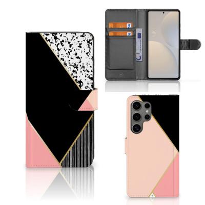Samsung Galaxy S25 Ultra | Book Case | Zwart Roze Vormen