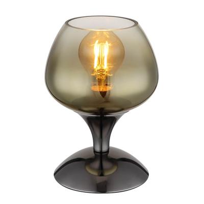 Globo Gunmetal tafellampMaxy met amber glas Ø 15cm - 15548T3