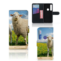 Motorola Moto G8 Plus Telefoonhoesje met Pasjes Schaap en Lammetje - thumbnail