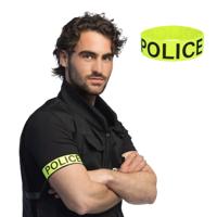 Boland verkleed armband - 2x - politie - neon geel - UV blacklight effect - agent - carnaval