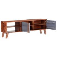 The Living Store Sheeshamhouten Televisiemeubel - Hifi-kast - 140 x 30 x 45 cm - Grijs en donkerhout