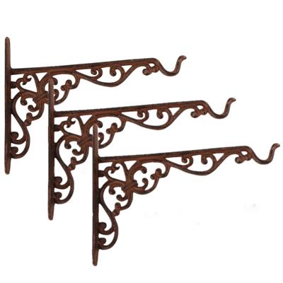 Hangpot haak - 3x - metaal - sierlijk - 26 x 18 cm - muurhanger
