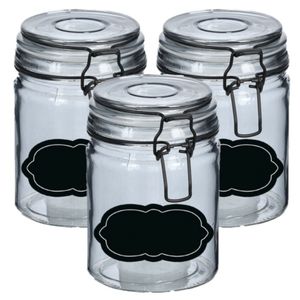 Weckpot/inmaakpot - 4x - 250 ml - glas - met beugelsluiting - incl. etiketten