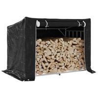 VidaXL Haardhoutrek met regenhoes 150,5x100,5x110,5 cm staal