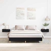 Bedframe Zwart Eiken 140 x 200 cm Bewerkt hout