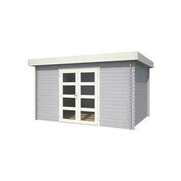 Blokhut Mikkel 380x275 Platinum Grey-Wit - Outdoor life
