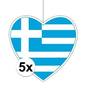 5x Griekenland hangdecoratie harten 28 cm   -