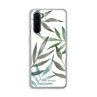 Tropical watercolor leaves: OnePlus Nord Transparant Hoesje