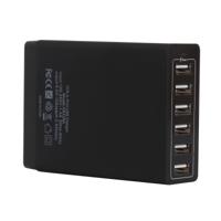 XBX09A 50W 5V 2.4A 6 USB Ports Quick Charger Travel Charger(Black)
