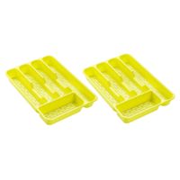 2x stuks bestekbakken/bestekhouders 5-vaks lime groen L33 x B24 x H4 cm