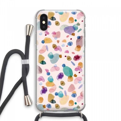 Terrazzo Memphis Pink: iPhone XS Max Transparant Hoesje met koord
