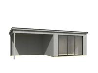 Blokhut Pernilla 385x295 Aanbouw Platinum Grey - Outdoor life