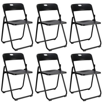 Klapstoel voor buiten/binnen - 6x - zwart - 47 x 73 cm - stevig kunststof - Bijzet stoelen - Vouwsto