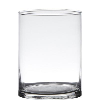 Hakbijl Glass Bloemenvaas - cilinder vorm - glas - transparant - D12 x H20 cm - Boeketten vazen