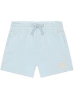 Dolce & Gabbana Kids short de sport à logo brodé - Bleu