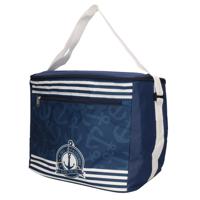 Gerimport koeltas schoudertas voor het strand - 18 liter - blauw met leuke print - 25 x 31 x 27 cm - Koeltas - thumbnail