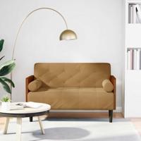 Loveseat bank met bolsters bruin 110 cm fluweel
