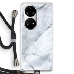 Witte marmer: Huawei P50 Pro Transparant Hoesje met koord