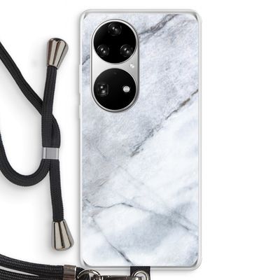 Witte marmer: Huawei P50 Pro Transparant Hoesje met koord