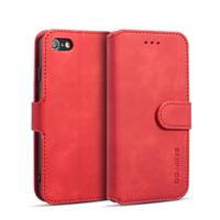 iPhone 7 & 8 horizontaal PU leren DG. MING Flip Hoesje met opbergruimte voor pinpassen & geld (rood)