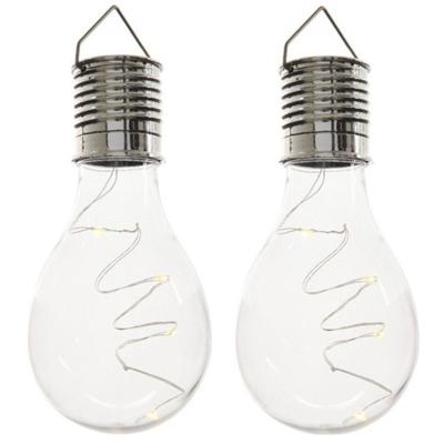 Solar hanglamp bol/peertje - 2x - transparant - kunststof - 14 cm
