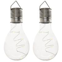 Solar hanglamp bol/peertje - 2x - transparant - kunststof - 14 cm