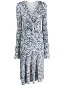 MARANT ÉTOILE robe mi-longue imprimée à détail torsadé - Bleu