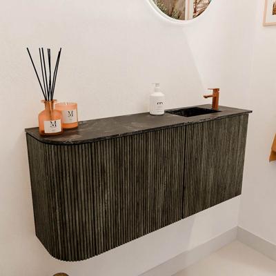 Toiletmeubel Mondiaz Joya Dlux | 91.6 cm | Meubelkleur Shadow | Faye wastafel Lava Wasbak Rechts | 1 kraangat