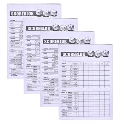 Scoreblok Yahtzee - 4x - blok 100 vellen - dobbelspel - punten opschrijven - 10 x 15 cm