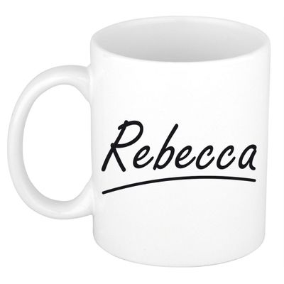 Naam cadeau mok / beker Rebecca met sierlijke letters 300 ml