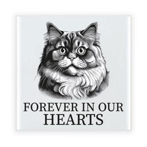 Herdenking cadeau tegel kattenliefhebber - Perzische Kat kat/poes - zwart/wit - keramiek - 15 cm