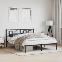 Bedframe met hoofdbord metaal zwart 150x200 cm
