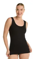 Dames singlet / Hemd - 32286 - Biologisch katoenen onderhemd - Brede bandjes - Wit - Zwart - Huidskleur