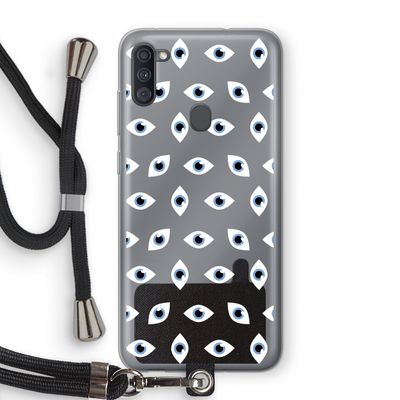 Eyes pattern: Samsung Galaxy A11 Transparant Hoesje met koord