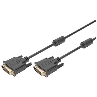Digitus AK-320101-030-S DVI-kabel DVI Aansluitkabel DVI-D 24+1-polige stekker, DVI-D 24+1-polige stekker 3.00 m Zwart Schroefbaar, Met Ferrietkern