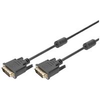 Digitus AK-320101-030-S DVI-kabel DVI Aansluitkabel DVI-D 24+1-polige stekker, DVI-D 24+1-polige stekker 3.00 m Zwart Schroefbaar, Met Ferrietkern